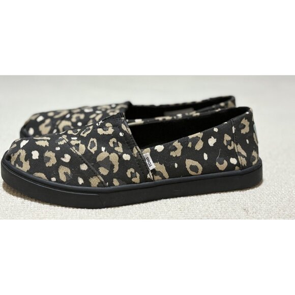 EUC TOMS Alpargata Cupsole Black Abstract Leopard Slip On Womens SZ 7 - Picture 2 of 9